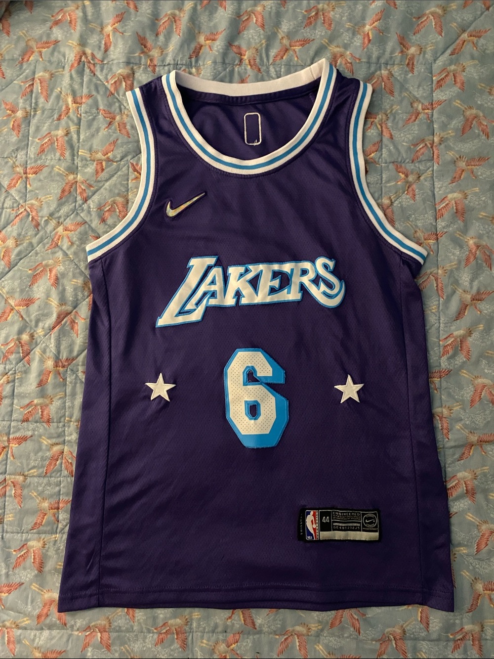 Nike Purple Lakers #6 Basketball Jersey with Light Blue Accents